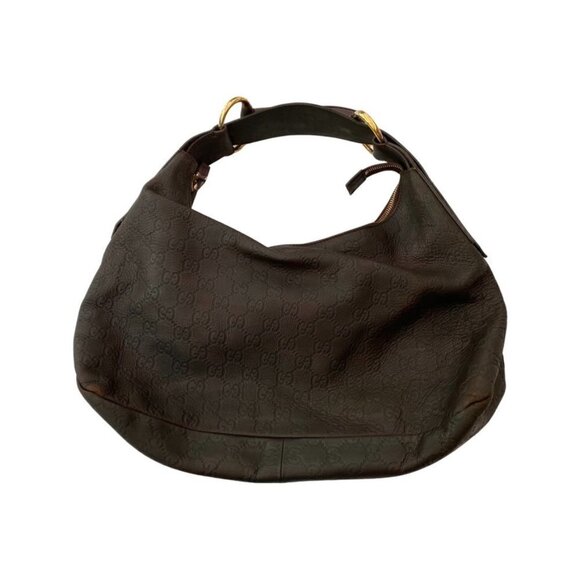 Gucci Dark Brown Guccissima Leather Medium Horsebit Hobo Bag /VECA - Picture 1 of 8